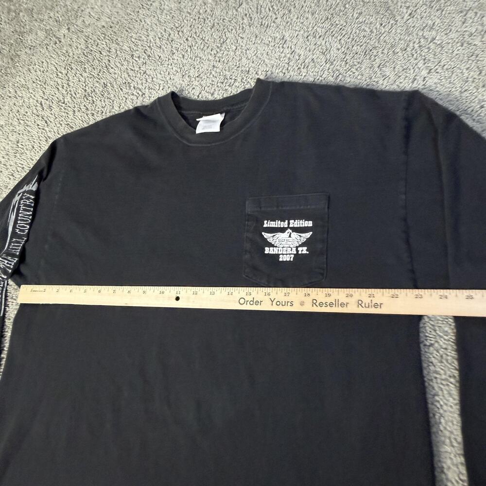 Thunder In The Hill Country Shirt Mens XL Black 2007 Biker Rally Long Sleeve - Picture 9 of 11